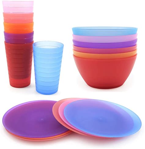 Amazon.com: 18-Piece Plastic Dinnerware Set, Unbreakable and Reusable ...