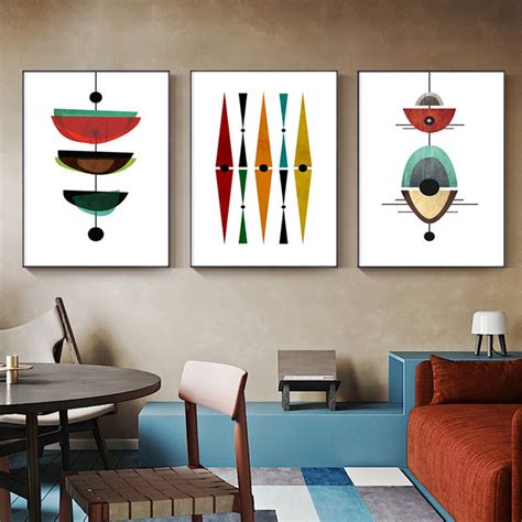 Wall Art - Mid Century Modern Abstract Art ( 3 sets )- Poster Prints ...