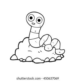 Freehand Drawn Black White Cartoon Earthworm Stock Illustration ...