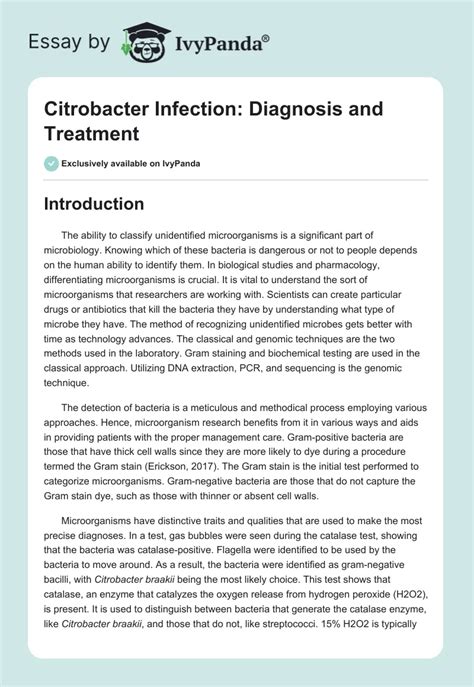 Citrobacter Infection: Diagnosis and Treatment - 1684 Words | Research ...