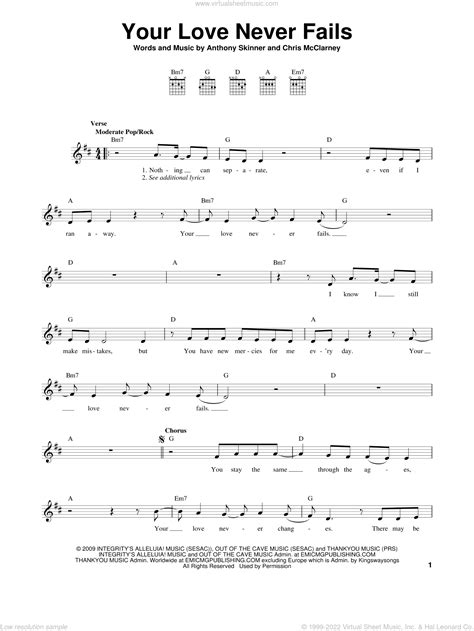 Skinner - Your Love Never Fails sheet music for guitar solo (chords)