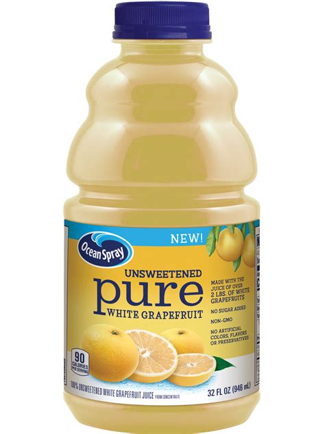 Ocean Spray Pure 100% Unsweetened White Grapefruit Juice, 32 fl oz ...