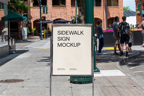 Sidewalk Poster Sign Mockup PSD | Creative Market