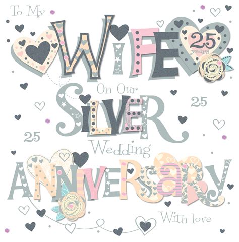 Wife Silver 25th Wedding Anniversary Greeting Card | Cards | Love Kates