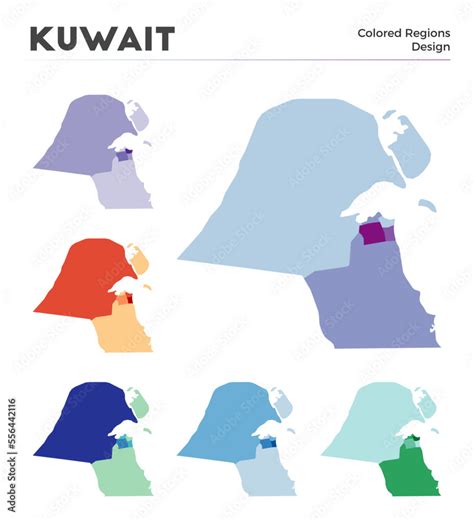 Kuwait map collection. Borders of Kuwait for your infographic. Colored ...