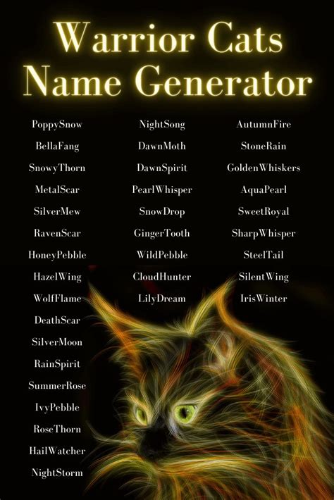 Use our warrior cats name generator to create a unique warrior cat name ...