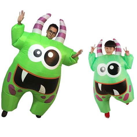 Inflatable Swamp Monster Costume Scary Green Mouth Monster Deluxe ...