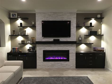 Modern Fireplace With Floating Shelves - Wildcard Reining