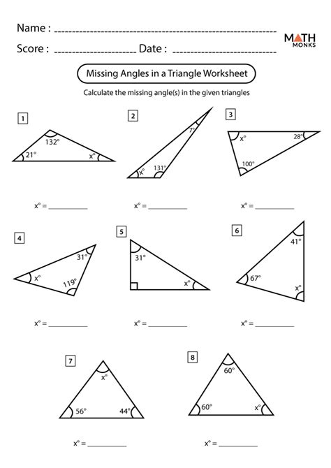 Angles In A Triangle Worksheet