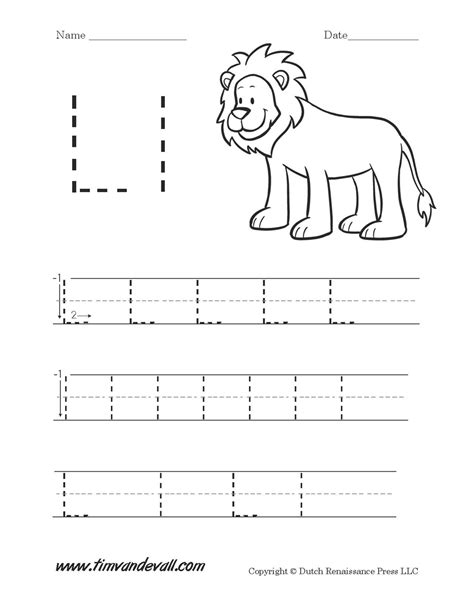 Pre K Letter L Worksheets - Sixteenth Streets