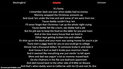 Eminem- Mockingbird Lyrics - YouTube