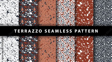 Set of terrazzo seamless patterns. Terrazzo floor pattern. Terrazzo ...