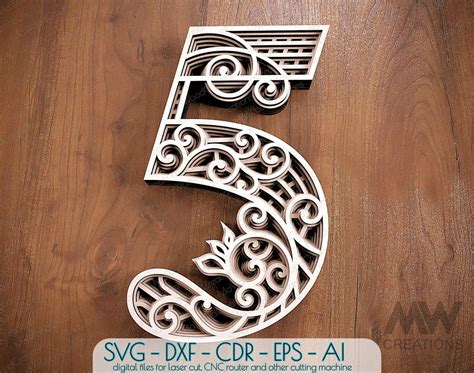 Layered Number 5, Layered Numbers SVG, Multilayer Number 5, Numbers SVG ...