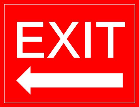 Exit Sign arrow left - Download this Exit Sign with an arrow pointing ...