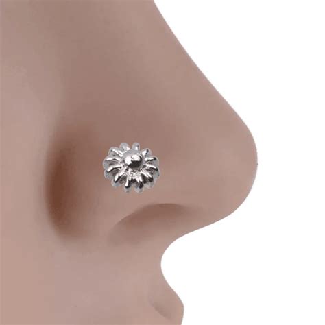 Hot sale 20gauge copper vintage flower silver nose bone nose ring nose ...