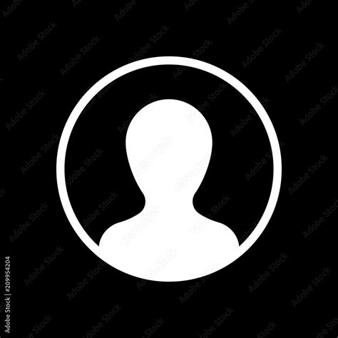 Profile, person in circle. White icon on black background. Inver Stock ...