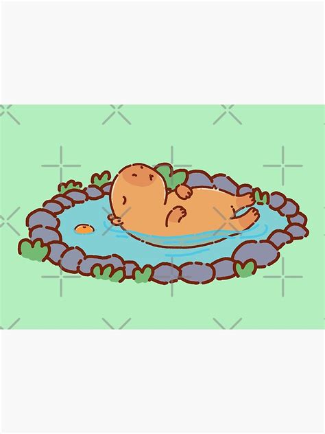 "Capybara swimming in a lake with an orange" Poster for Sale by ...