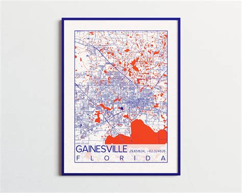 Gainesville Map University of Florida Print City of - Etsy