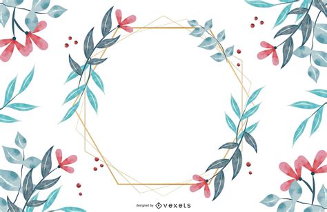 Flower Hexagonal Frame Design Vector Download