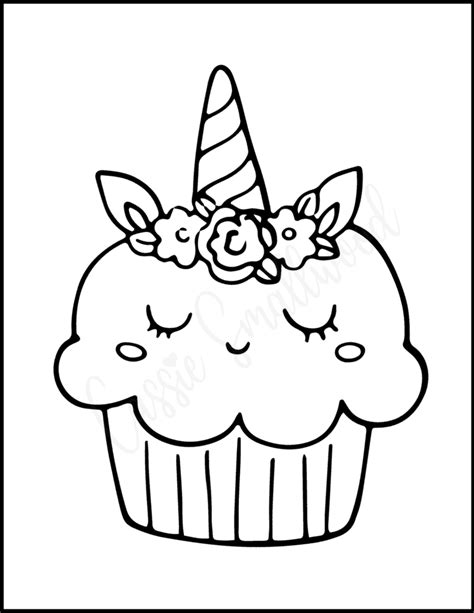 7 Cute Unicorn Cupcake Coloring Pages - Cassie Smallwood