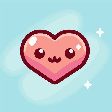 Valentines day Cute Heart illustration Heart kawaii chibi vector ...