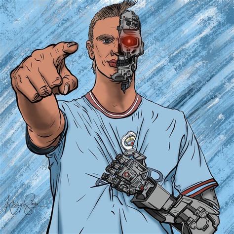 Erling Braut Haaland as Cyborg Terminator digital illustration | Sepak ...