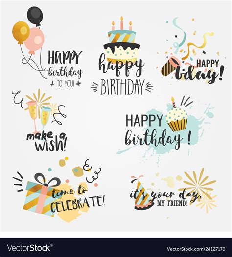 Happy birthday label design set Royalty Free Vector Image