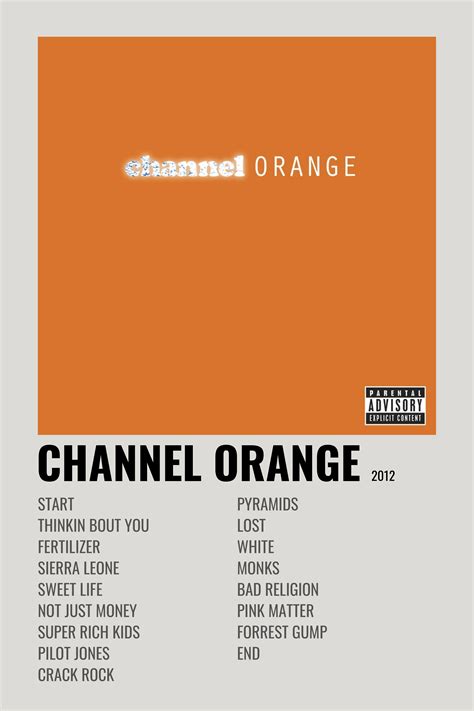 Frank Ocean - channel ORANGE | Music poster ideas, Frank ocean album ...