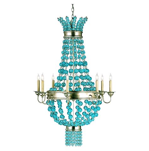 Lea Aqua Blue Glass Balls Contemporary 8 Light Chandelier | Kathy Kuo Home