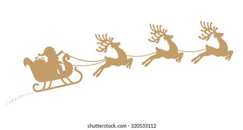 Santa Sleigh Reindeer Flying Gold Silhouette Stock Vector (Royalty Free ...