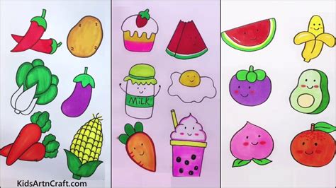 Food Drawing: Let's Eat Healthy and Stay Wealthy - Kids Art & Craft