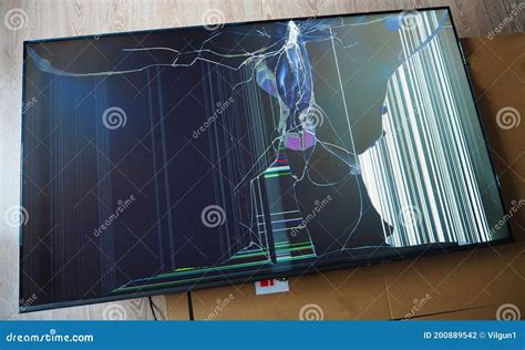 Broken Led TV Matrix. Damage To the Screen of a Modern TV a Result of ...