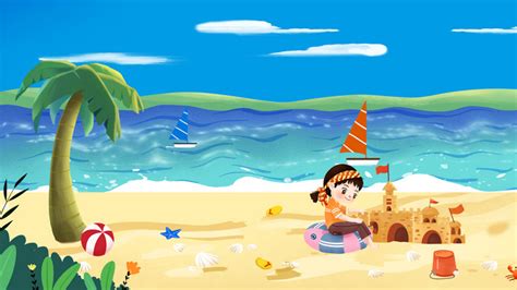 Ocean Cartoon Beach 4K Background Video A Template Video AEP Template ...