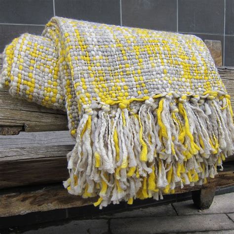 Yellow & Grey Throw Blanket with Tassles | Grey throw blanket, Yellow ...