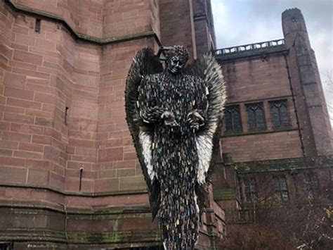 'Knife Angel' sculpture made of confiscated weapons unveiled in Liverpool