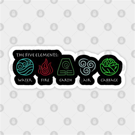 The Five Elements Avatar - Avatar The Last Airbender - Sticker | TeePublic