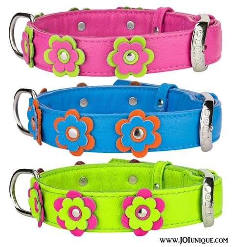 Dog Collars Leather decoration flowers. Genuine by JOIuniquePet