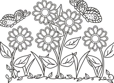 Gambar Taman Bunga Yang Belum Diwarnai | Butterfly coloring page ...