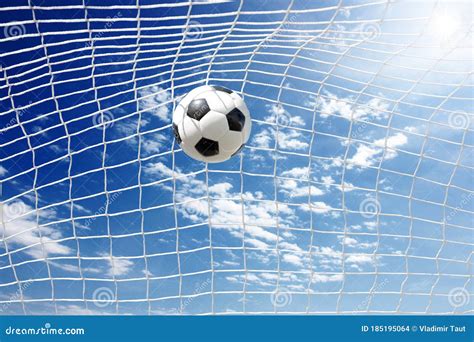 Soccer Ball in the Net of a Goal. Soccer Concept Stock Photo - Image of ...