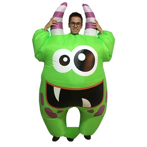 Inflatable Swamp Monster Costume Scary Green Mouth Monster Deluxe Cost ...