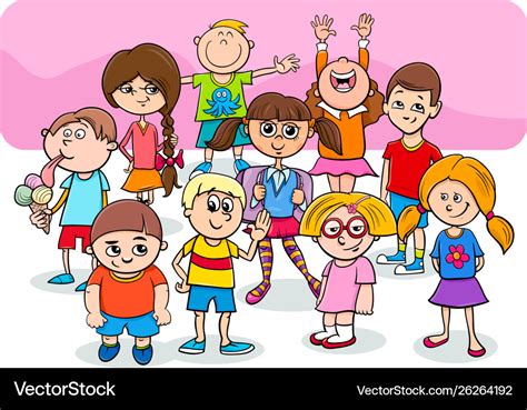 Happy children cartoon characters group Royalty Free Vector