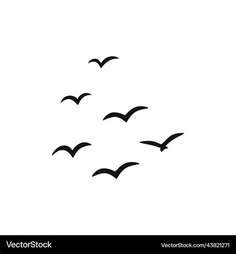 A flock of flying silhouette birds Royalty Free Vector Image