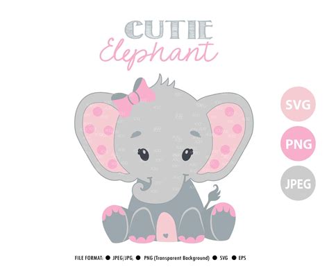 Elephant svg file Pink elephant clip art girl cricut print | Etsy