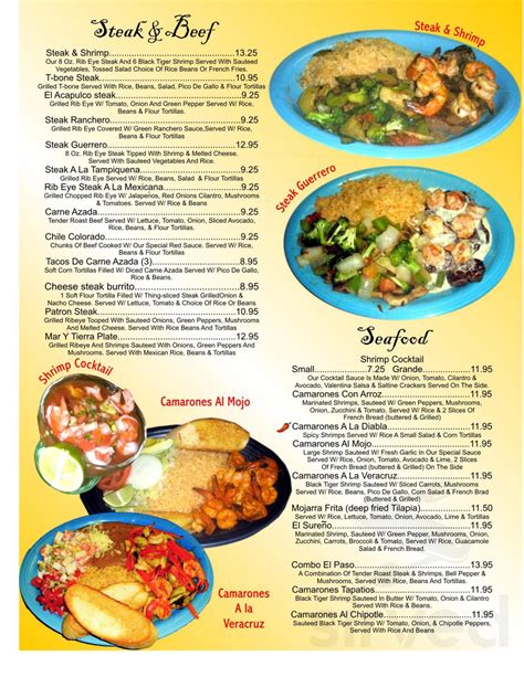 El Acapulco Mexican Restaurant menu in Shelby, North Carolina, USA