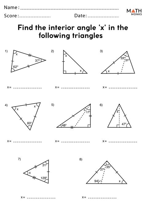 Angles In A Triangle Worksheet