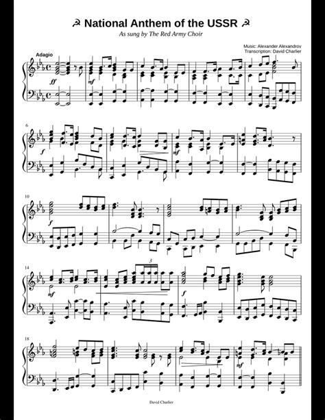 National Anthem of the USSR sheet music for Piano download free in PDF ...