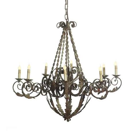 Hand Forged Wrought Iron Twisted French Chandelier