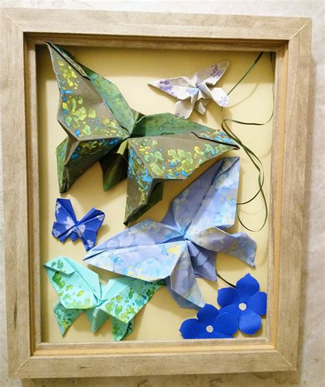 Hand painted origami butterfly wall art