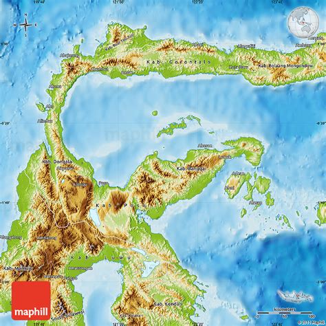 Physical Map of Central Sulawesi