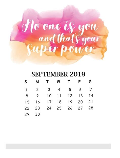 Motivational Quotes September 2019 Calendar | Calendar quotes, 2019 ...